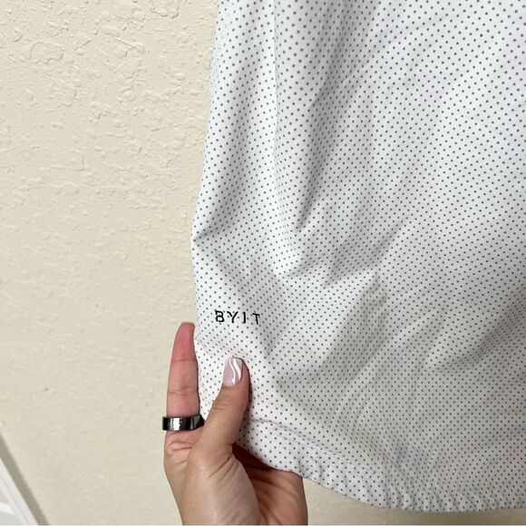 Bylt Drop Cut Athletic Lux Active Collared Polo Shirt White Dot Size L - Picture 3 of 6